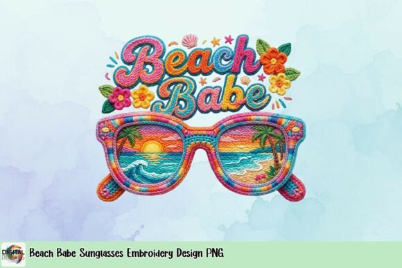 Beach Babe Sunglasses Embroidery Design