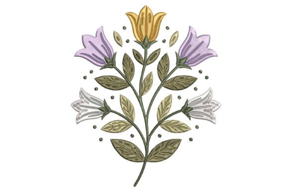 Botanical Flower Embroidery Design