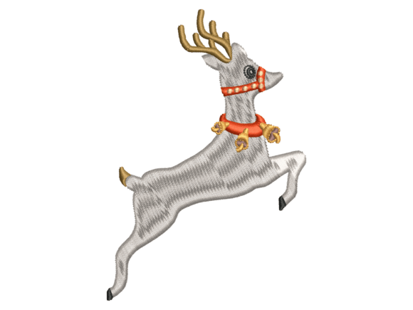 Christmas Leaping Reindeer Embroidery