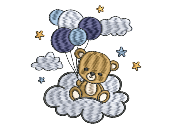 Cute Bear Balloon Embroidery