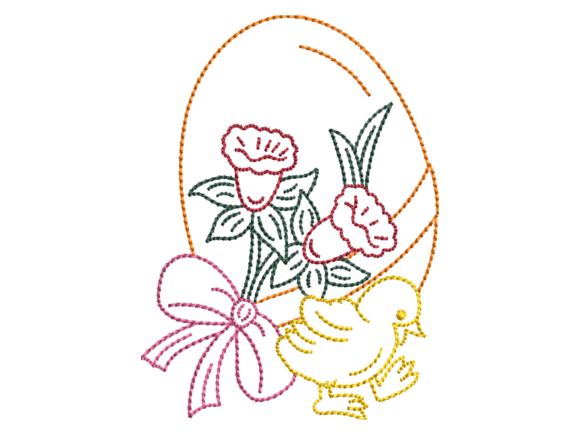 Cute Chick Egg Embroidery