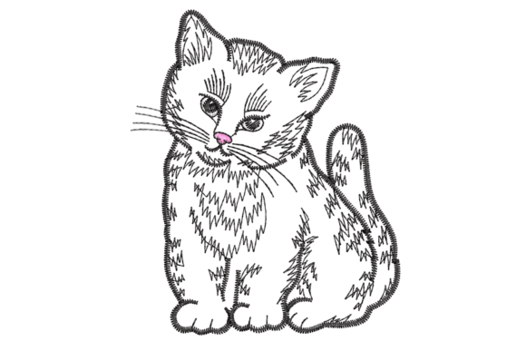 Cute Little Kitten Machine Embroidery