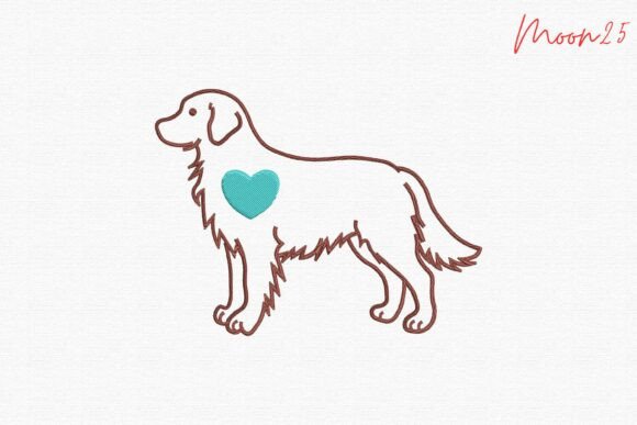 Dog Outline Heart Love Embroidery