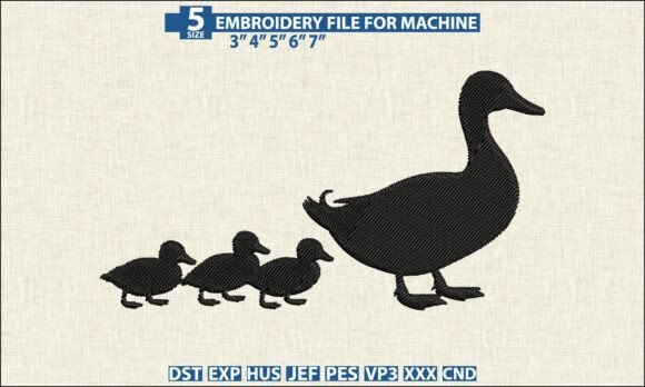 Duck Family Embroidery Design