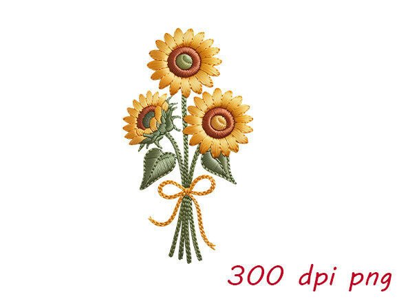 Embroidery Sunflower Clipart Design PNG