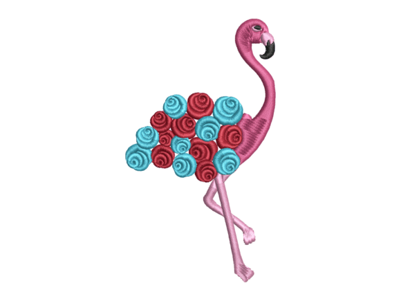 Floral Flamingo Embroidery Design