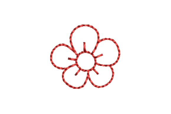 Flower Doodle Redwork Embroidery Design