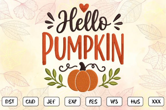 Hello Pumpkin Embroidery Design