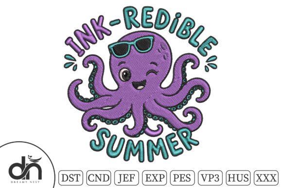 Ink-redible Summer Octopus Embroidery