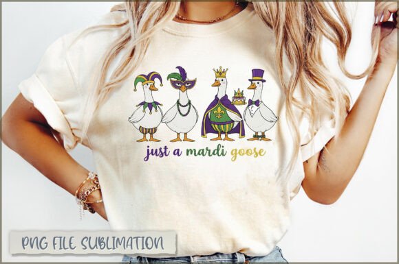 Just a Mardi Goose Yarn Embroidery PNG