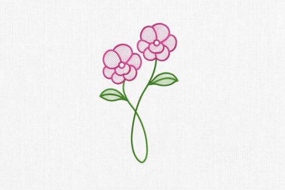 Minimal Flower Line Embroidery Design
