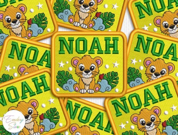 Personalized Lion Name Patch Embroidery