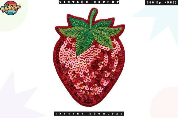 Red Strawberry PNG Sequin Embroidery PNG