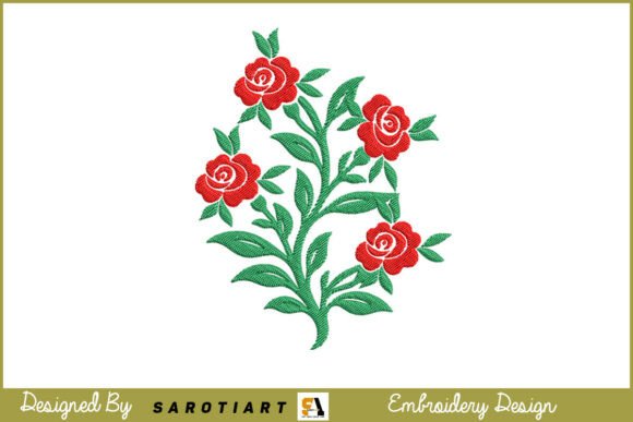 Rose Flowers Embroidery T-shirt Design