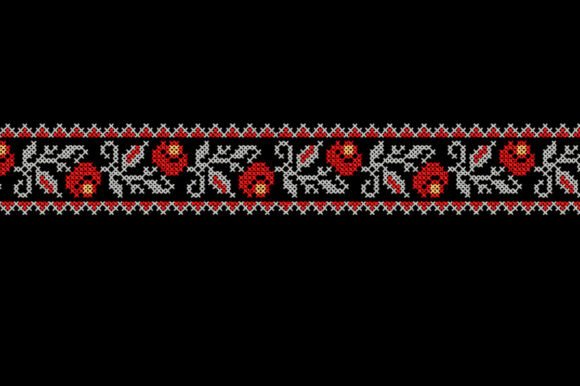 Roses Cross Stitch Border Embroidery