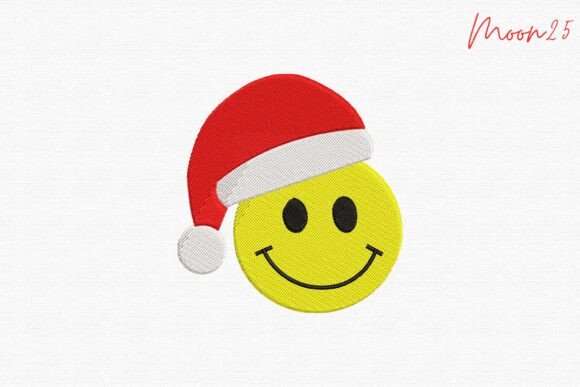 Santa Hat Smiley Face Embroidery