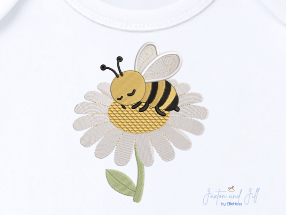 Sleeping Bee on Daisy Embroidery Design