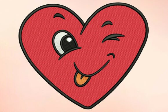 Winking Heart Embroidery Design