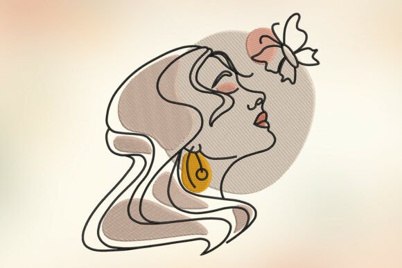 Woman Butterfly Embroidery Design
